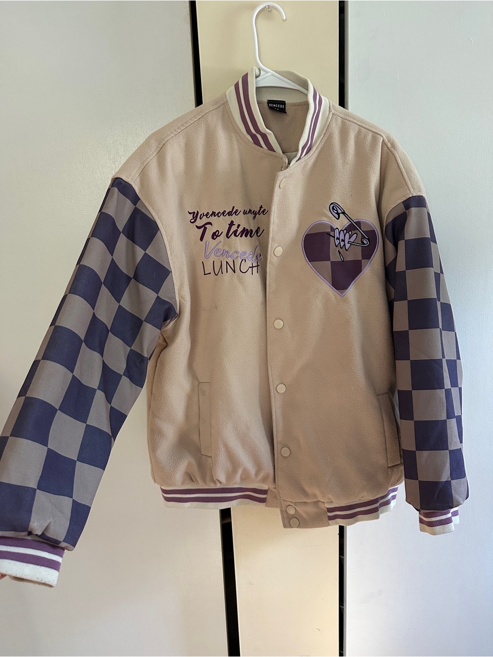 Not Rated Beige and Purple Checkerboard Jacket